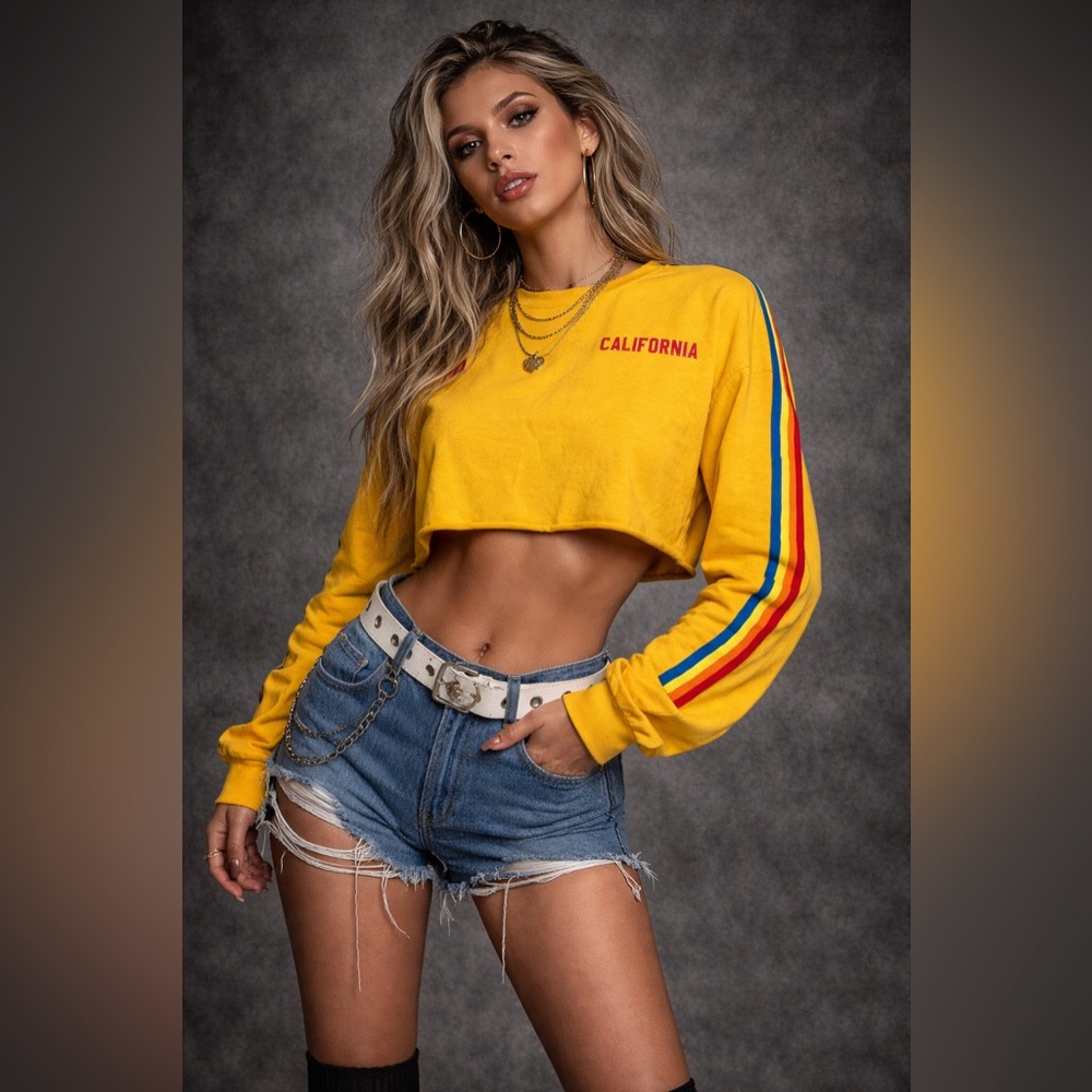 Fifth Sun Yellow California Crop Top